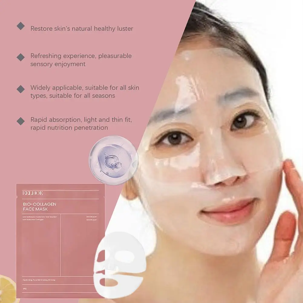Bio-Collagen Facial Mask Deep Hydrating Moisturizing Firming & Fine Line Reduction Face Skin Care 1 / 5 / 10 Pcs - Image 2