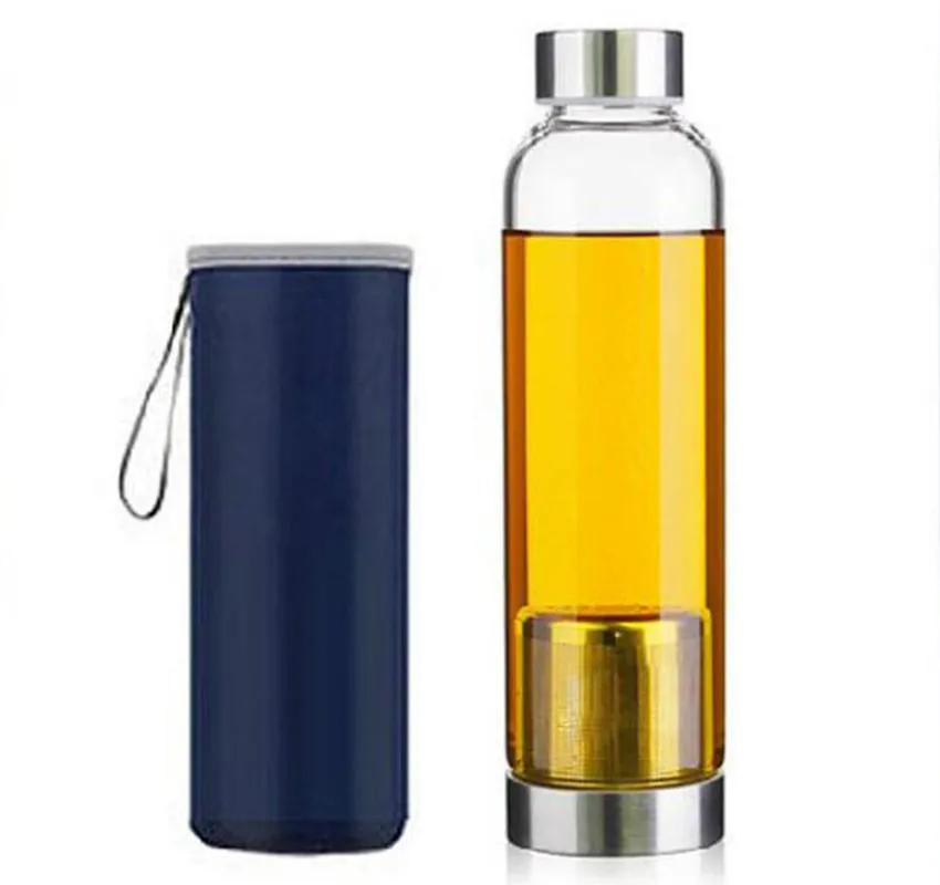 420/550ML My Sport Portable Real Borosilicate Glass Cup Water Bottle filter Tea Travel Mug With Handle Bottle Infuser