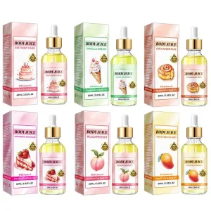 60ml Strawberry Body Oil Moisturizing soothing Body Juice Oil Peach/Mango/Cinnamon bun/Birthday cake flavor Body Massage Oil