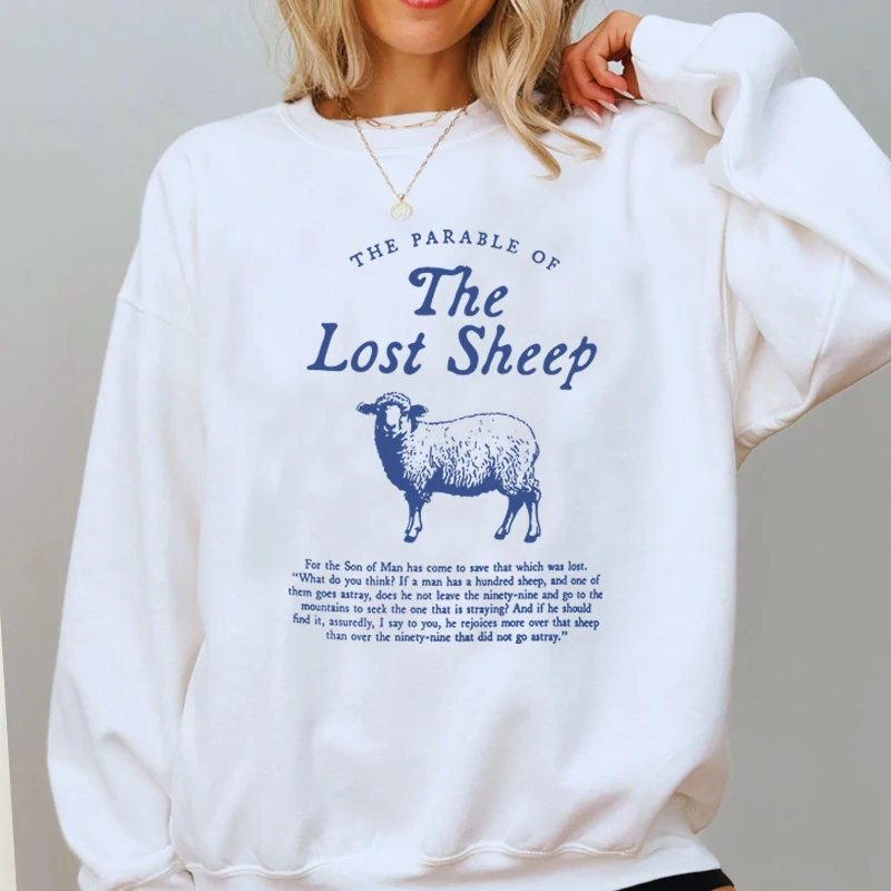 Parable of The Lost Sheep Bible Verse Sweatshirt Faith Based Worship Gospel Hooded Christian Clothes Catholic Religious - Image 4