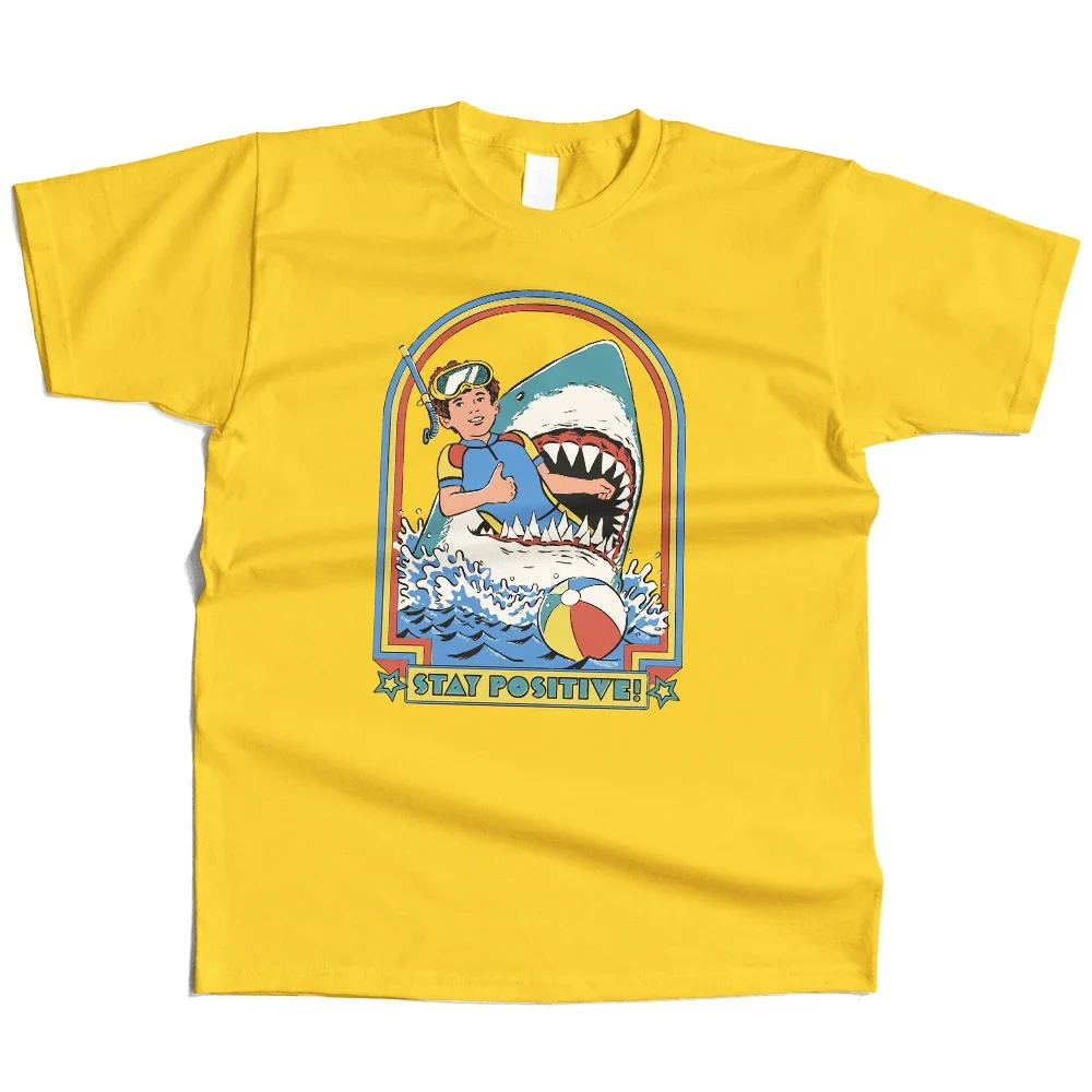 Stay Positive Printed 100% Cotton Classic Vintage Funny T-Shirt For Men Women Sportswear Tops Tees - Image 4