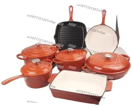 7-Piece Kitchen Enamel Dutch Oven Cast Iron Cookware Casserole Soup & Stock Pots & Pans Set - Image 6