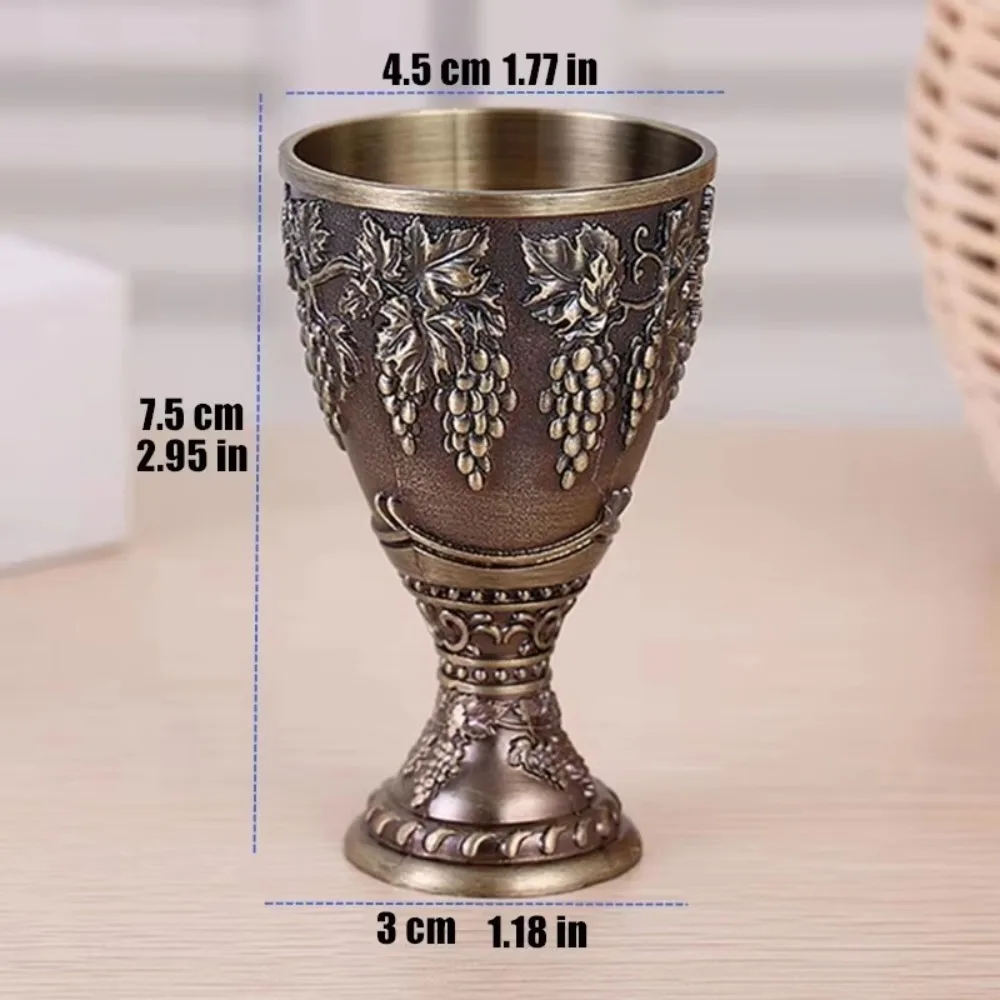 New European Style Wine Glasses Spirits Cup Mini 30ml Vodka Goblet Retro Alloy Wedding Chalices Red Liquor Glass - Image 5