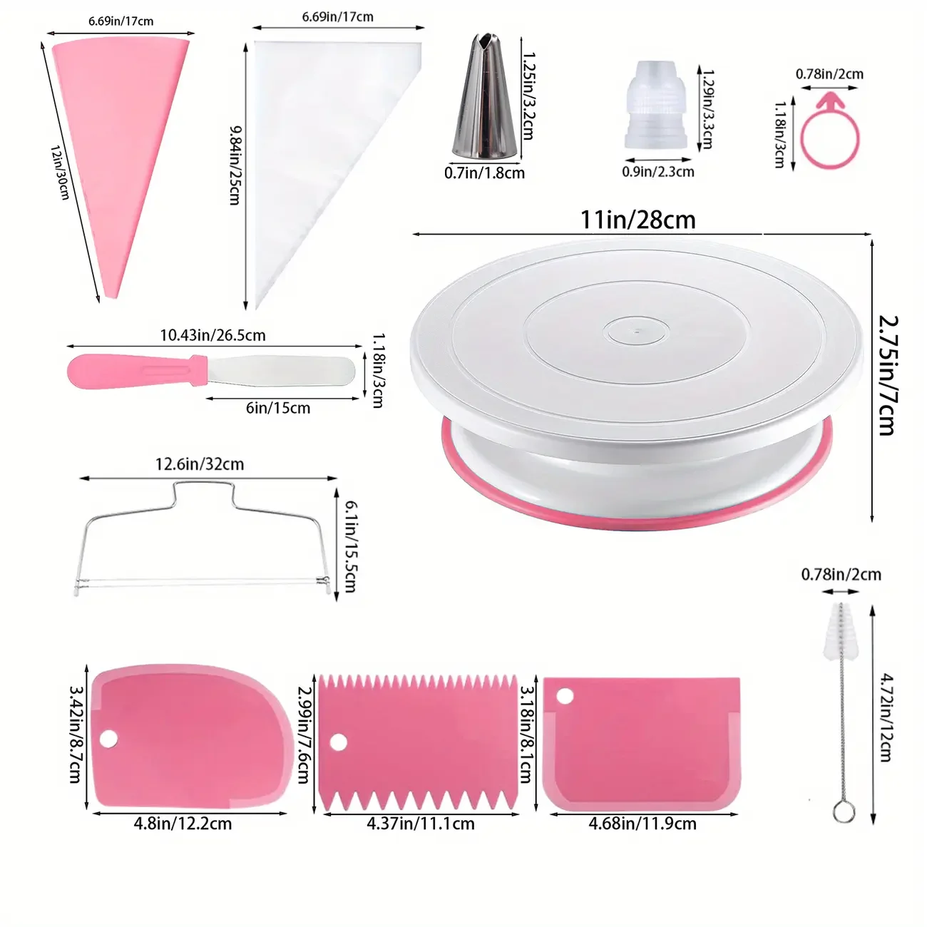 80PCS Cake Decorating Set-Non-Slip Turntable with 14 Piping Tips, Scrapers & Tools for Professional DIY Baking Tools Accessories - Image 2