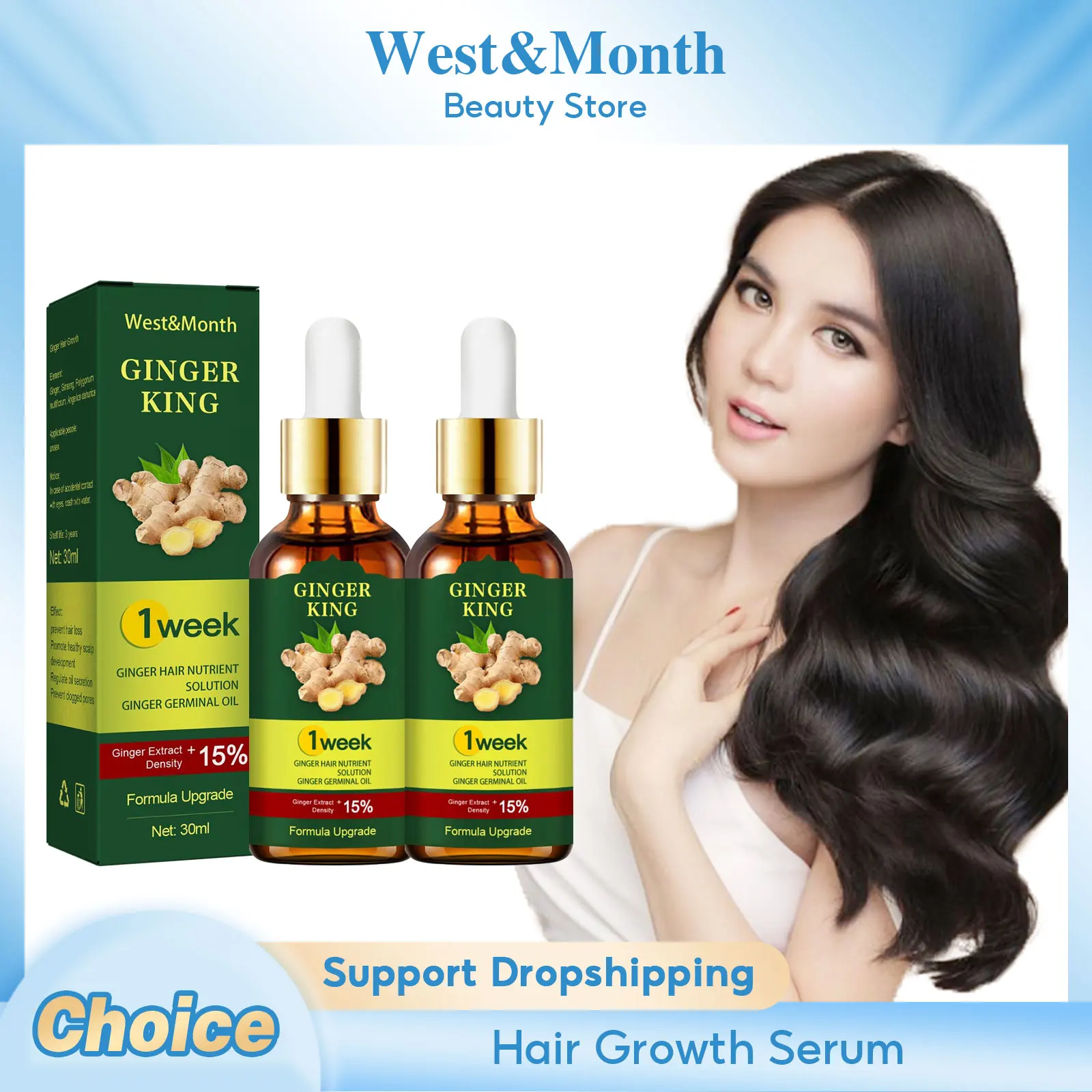 Hair Growth Serum Prevent Baldness Scalp Treatment Longer Thicken Nourishing Strengthen Ginger Regrowth Anti Hair Lo-ss Essence