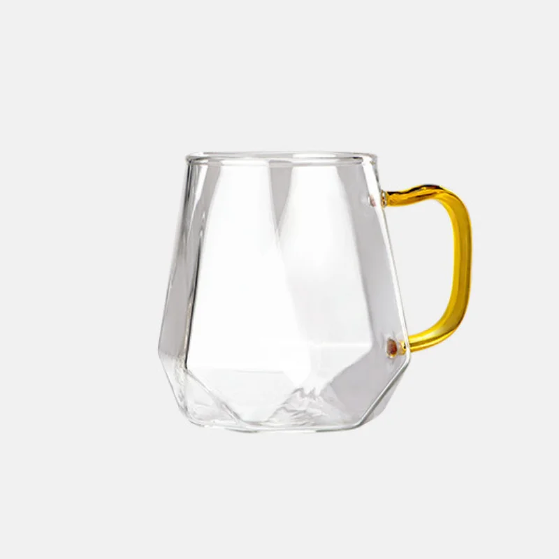 6pcs/4pcs/2pcs/1pcs Glass Mug Luxurious Diamond Patterned Cold Water Cup with Handle High Borosilicate Transparent Drinking Cups - Image 4