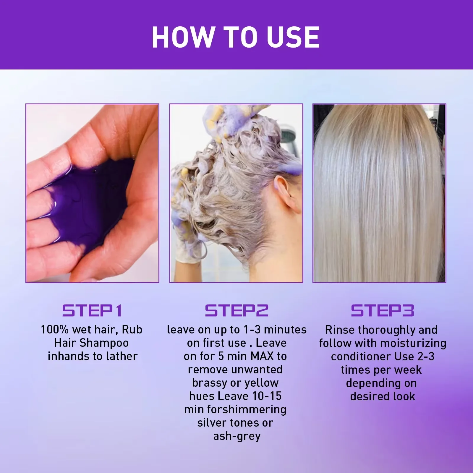300Ml Color Fixing Purple Shampoo Lock Color Cover Gray Hair Fade Yellow After Bleach Hair Dye Long Lasting Non-irritating Care - Image 6