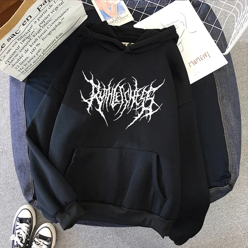 Punk Retro Gothic Fashion Cool Big Size Adult Long Sleeve Hooded Sweatshirt Autumn Winter Daily Casual Loose Street Clothing - Image 2