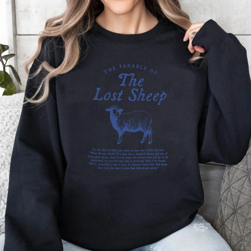 Parable of The Lost Sheep Bible Verse Sweatshirt Faith Based Worship Gospel Hooded Christian Clothes Catholic Religious - Image 2