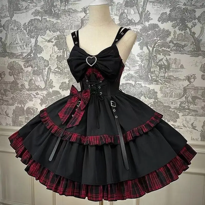 Gothic Sweet Floral Strap Lolita Dress Women Causal Y2k Party Midi Dress Beach Bow Kawaii Clothing One Piece New Dress Punk 2025 - Image 4