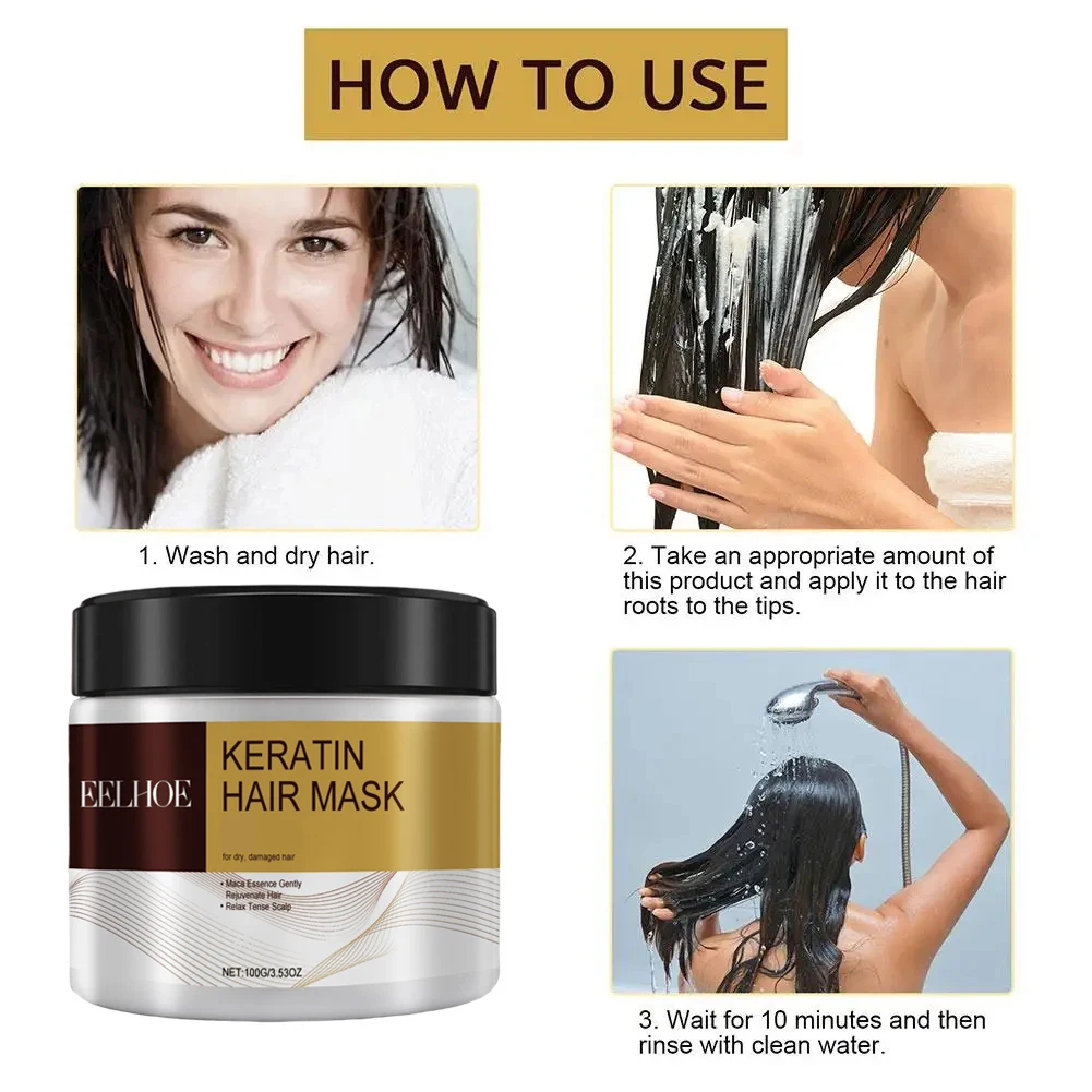 Collagen Hair Mask Deeply Moisturize Hair Repair Dry Frizzy Damaged Magical Soften Straighten Smooth Keratin Conditioner - Image 6