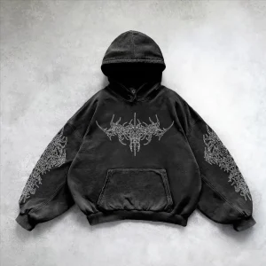 Y2K American Cloths Autumn New Mens 3D Graphic Printed Men Oversized Hoodie Fashion Streetwear Black Gothic Punk Hoodies For Man