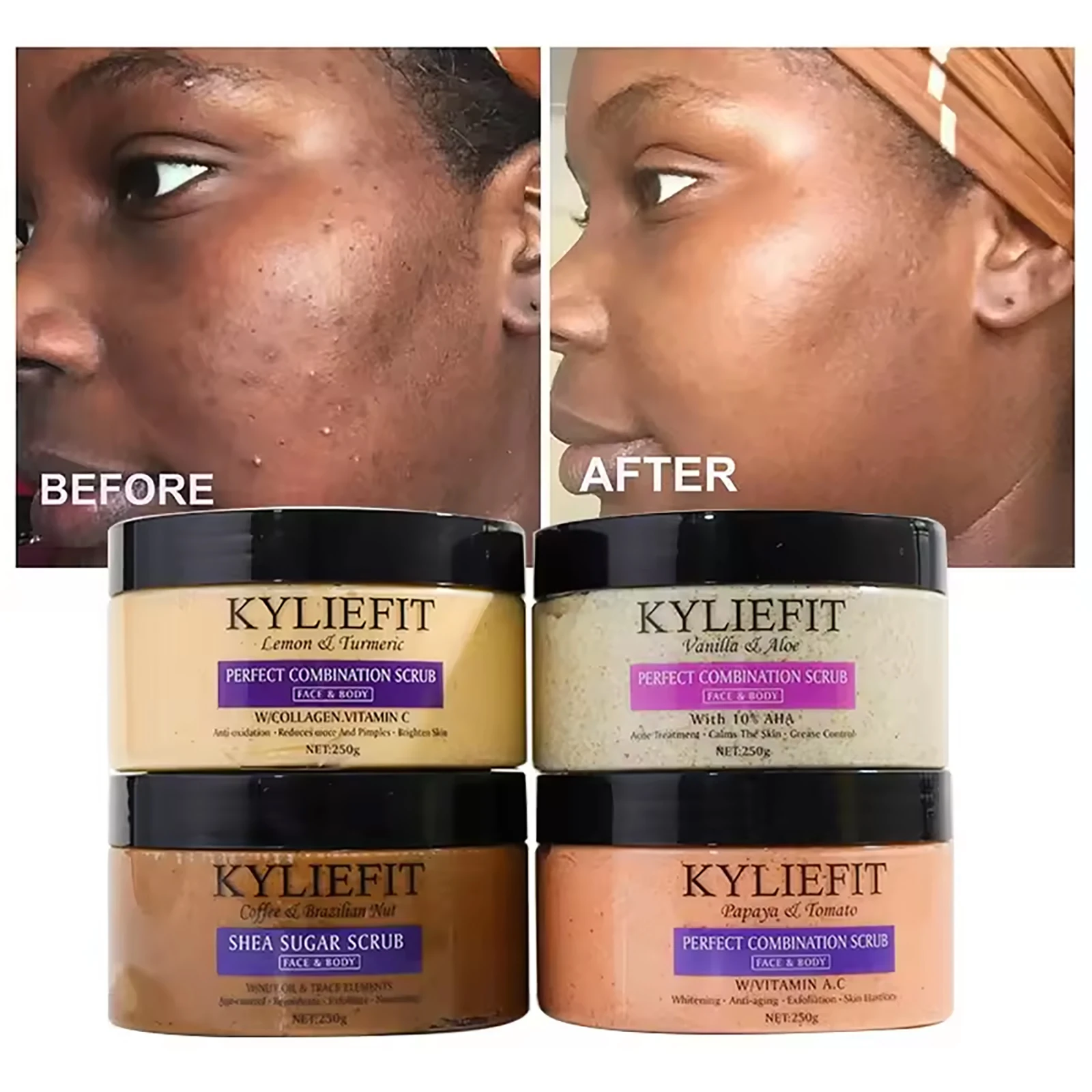 Natural Body Scrub - Moisturizing and Exfoliating Body, Face, Hand, Foot Scrub - Lightening, Fine Lines & Wrinkles, Skin Glowing