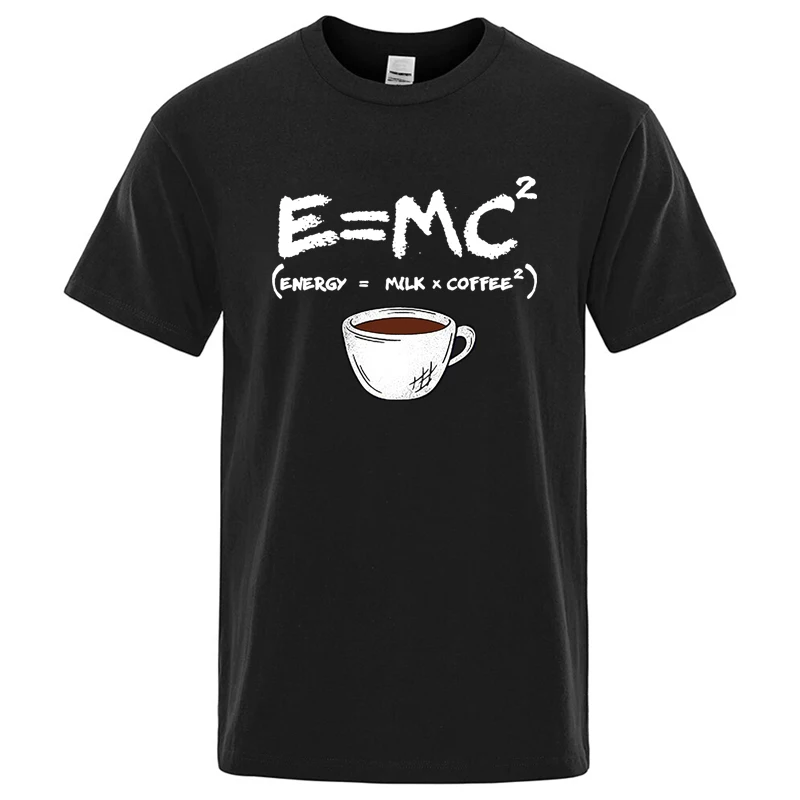Summer Men T-shirt Cotton Blend Casual Funny Energy=Milk+Coffee Print Men Cool Loose O-neck Tops For Men Short Sleeve Male Tees - Image 2