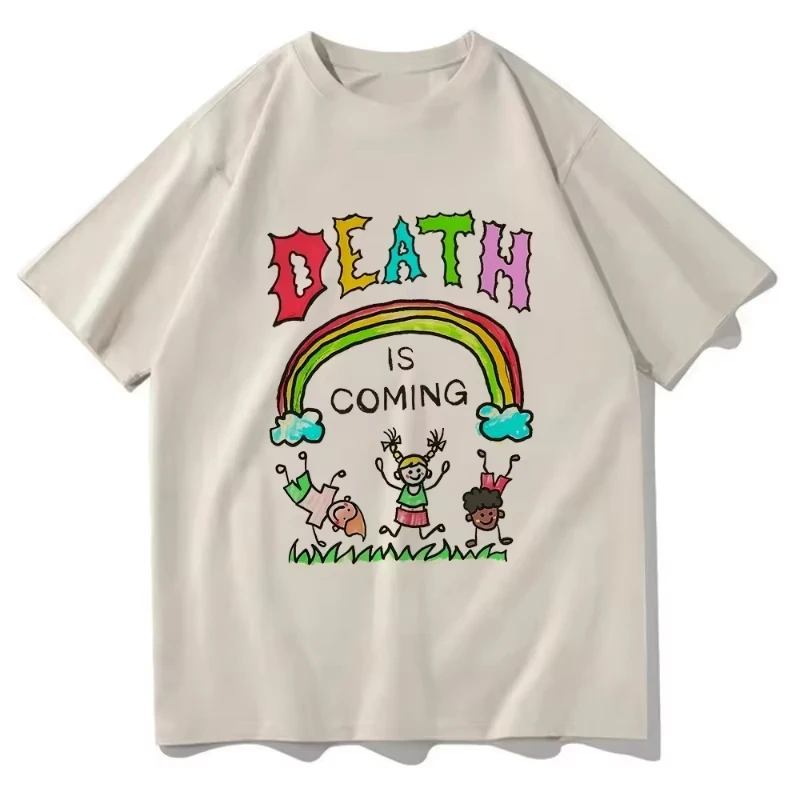 Death Is Coming T Shirt Funny Men Summer Print Clothing Harajuku Vintage Unisex 100% Cotton Graphic T Shirts Classic Clothes