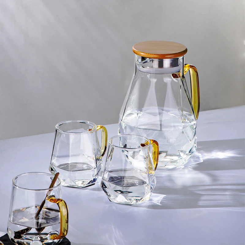 6pcs/4pcs/2pcs/1pcs Glass Mug Luxurious Diamond Patterned Cold Water Cup with Handle High Borosilicate Transparent Drinking Cups - Image 5