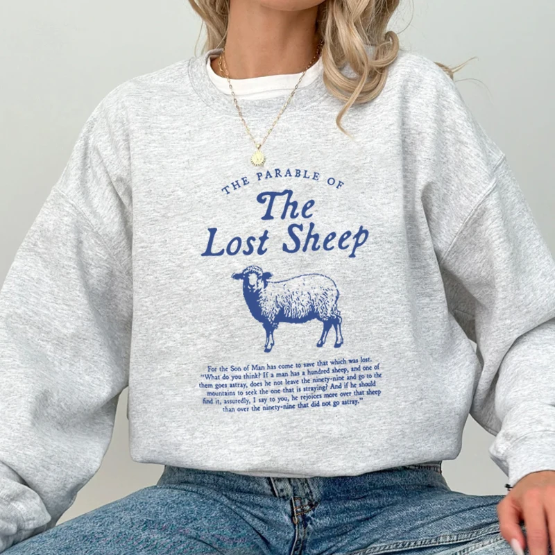Parable of The Lost Sheep Bible Verse Sweatshirt Faith Based Worship Gospel Hooded Christian Clothes Catholic Religious - Image 5