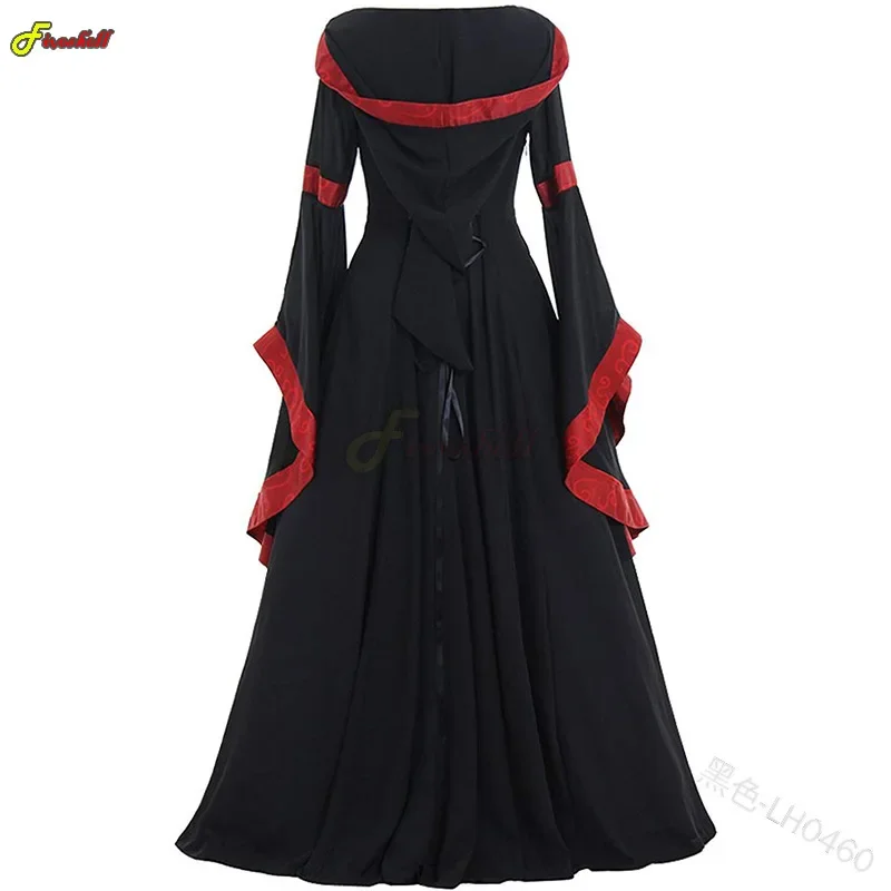 Women Steampunk Medieval Dress Renaissance Gothic Cosplay Costume Hooded Long Dress Women Retro Fancy Clothes Halloween 5XL - Image 5