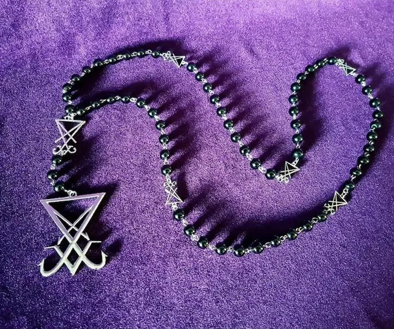 New Sigil Lucifer Rosary Luciferian Necklace occult goth gothic Necklaces left hand path rosary satanic - Image 3
