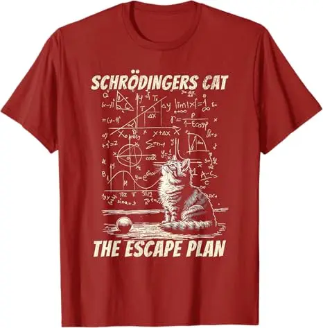 Funny Schrödinger's Cat Escape Plan Science Design T-Shirt Cute Intellect Seamlessly Graphic Kitty Saying Tee Novelty Gift Y2k - Image 2