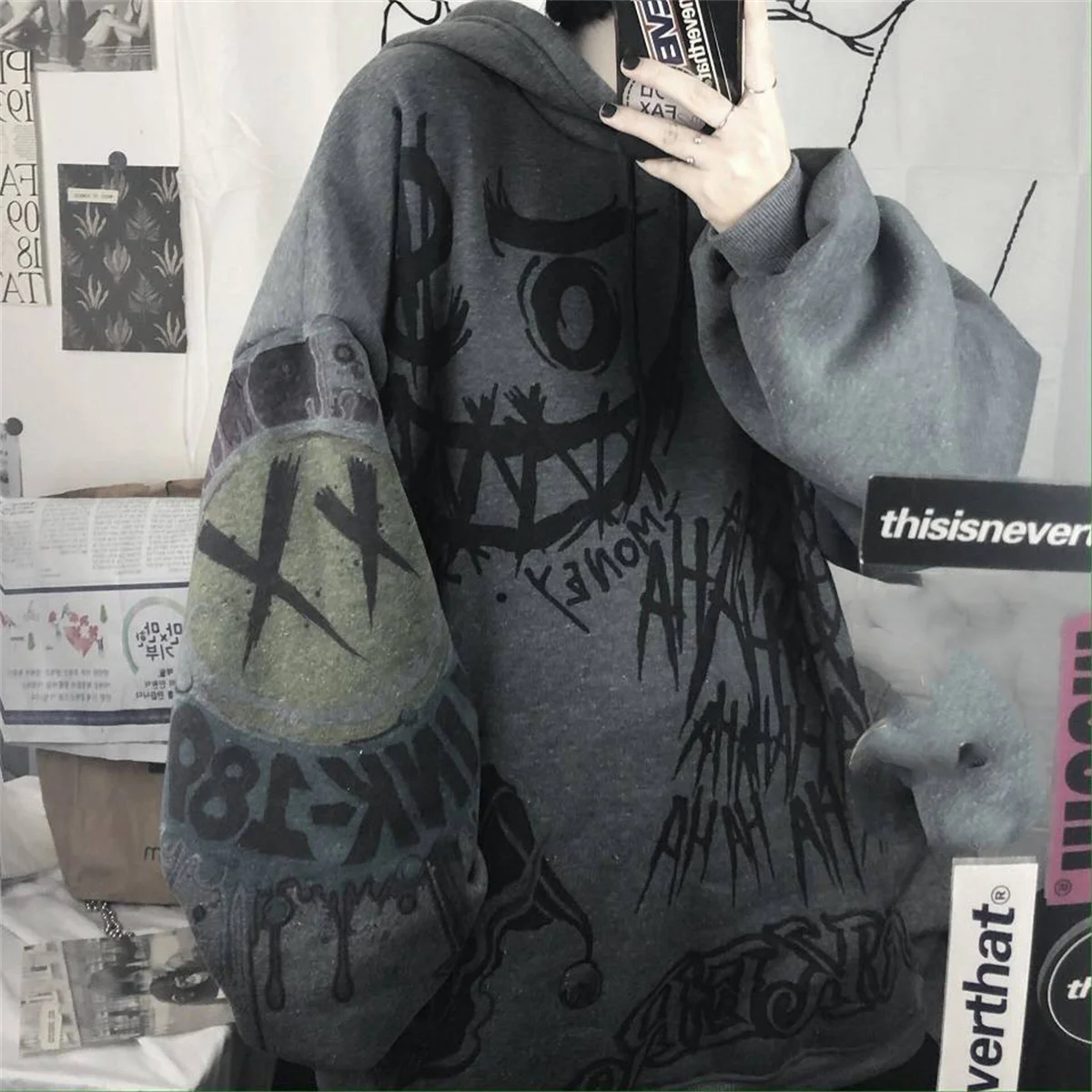 Gothic Japan Cartoon Hip Hop Hoodie Sweatshirt Oversize Women Spring Autumn Funny Punk Hoodies Tops Females Clothes Hoodie Girl - Image 6