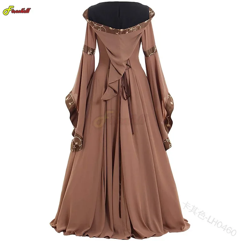 Women Steampunk Medieval Dress Renaissance Gothic Cosplay Costume Hooded Long Dress Women Retro Fancy Clothes Halloween 5XL - Image 4