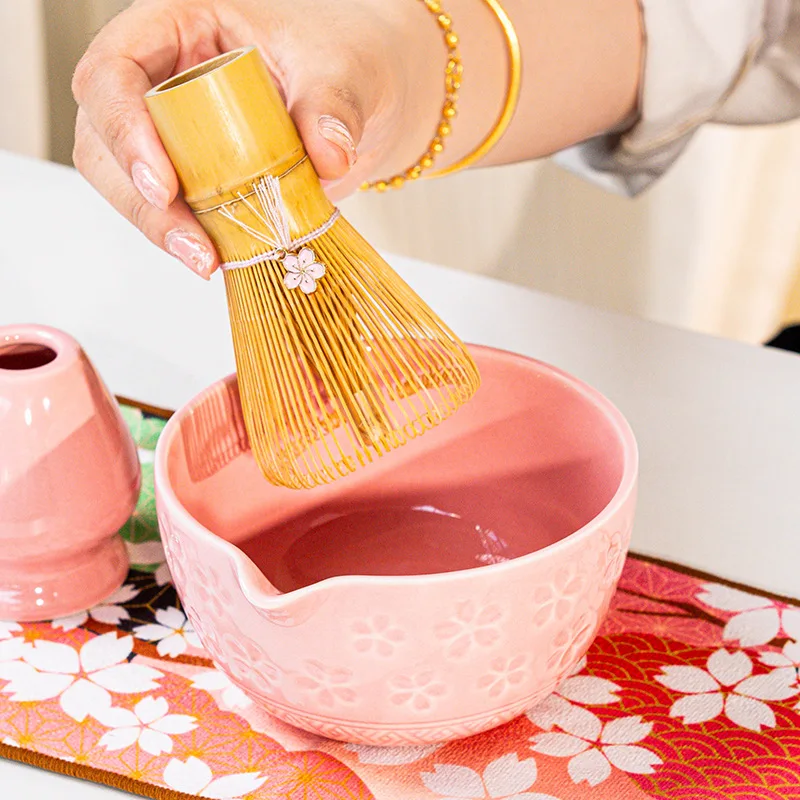 Matcha Whisk Set, Ceramic Bowl Matcha Kit & Handcrafted Bamboo Chasen, Complete 4/5 Pcs Matcha Set for Valentine's Day Gifts - Image 3