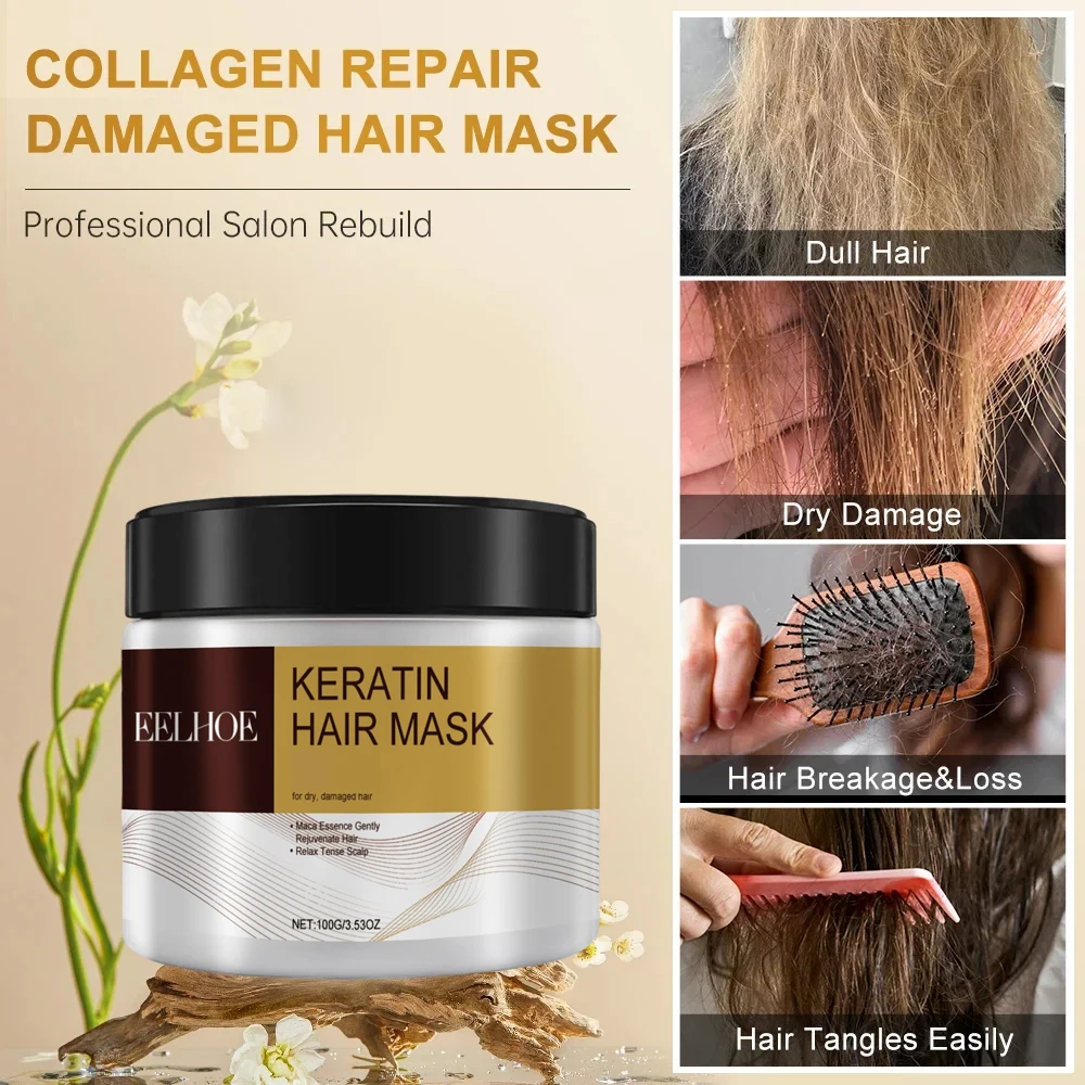 Collagen Hair Mask Deeply Moisturize Hair Repair Dry Frizzy Damaged Magical Soften Straighten Smooth Keratin Conditioner - Image 2