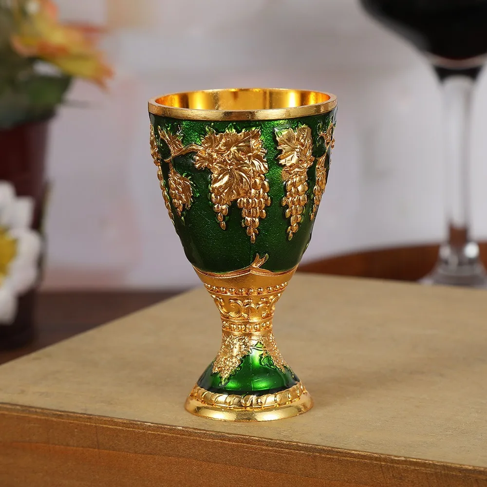 New European Style Wine Glasses Spirits Cup Mini 30ml Vodka Goblet Retro Alloy Wedding Chalices Red Liquor Glass - Image 2