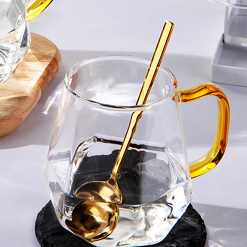 6pcs/4pcs/2pcs/1pcs Glass Mug Luxurious Diamond Patterned Cold Water Cup with Handle High Borosilicate Transparent Drinking Cups - Image 3