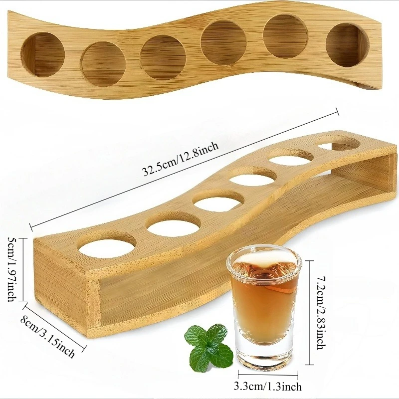 Shot Glasses 6pcs Shot Glass Set 1oz/30ml Shot Glass Holder Heavy Base for Whisky Tequila 6 Shot Glass Serving Tray (6pcs) - Image 6
