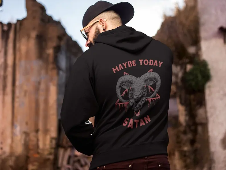 Gift For Gothic Hoodie Maybe Today Baphomet Occult A Gothic and Witchy Gift for Dark Style lovers Satanic Hoodie - Image 6