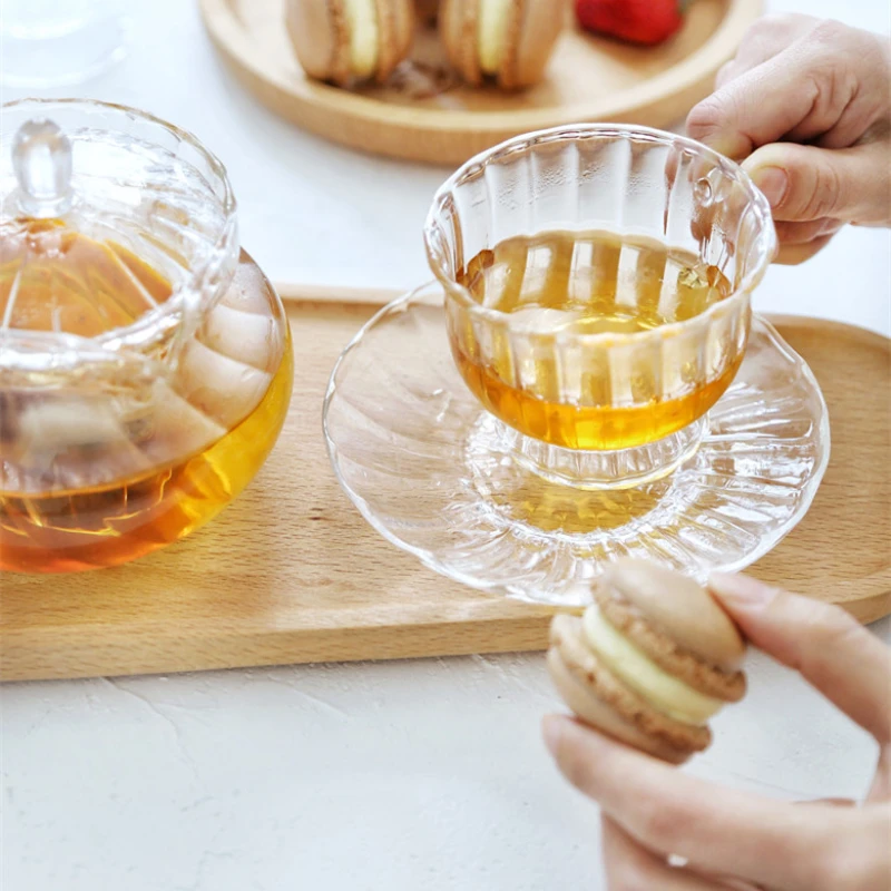 Heat Resistant Glass Retro British Glass Tea Set Teapot Cup Afternoon Fruit Coffee Cup Drinking Water Bottle Drinkware - Image 3