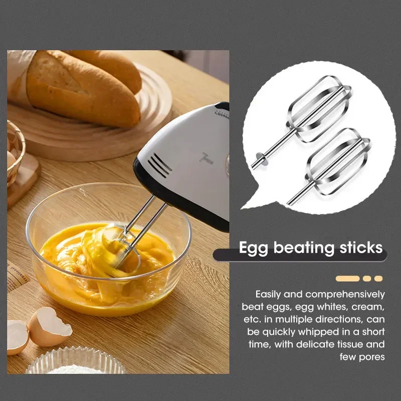 Handheld Electric Egg Beater, Household Automatic Mixer, Handheld Food Cake Bread Baking Dough Mixer, 7-speed Cream Blender - Image 3
