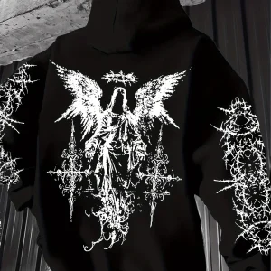 Men's Gothic Punk 3D Print Hoodies Street Style Hooded Sweatshirts Pullover Autumn/Winter Loose Casual Fitness Outdoor Tracksuit