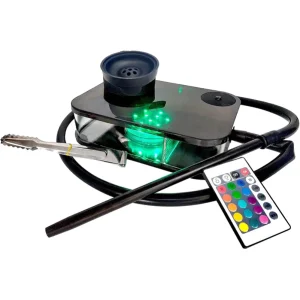 Modern Portable Acrylic Hookah Set Complete Portable Book Hookahs with Silicone Bowl LED Light Remote Control Smoking Accessory