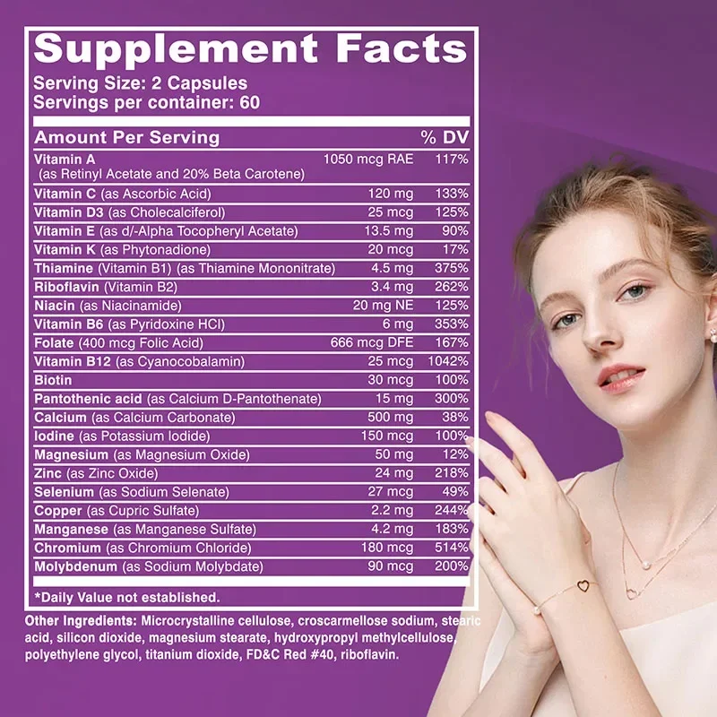 Women’s 50+ Complete Multivitamin - Supports Bone, Eye, Memory, Brain and Skin Health, Antioxidant, Promotes Metabolism - Image 2