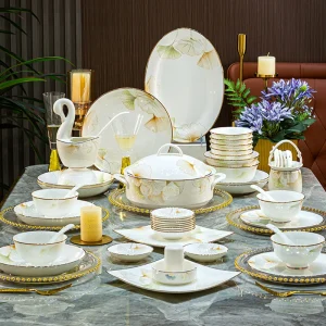 Jingdezhen Ceramic Bowl And Plate Set Home Use 2025 New Bone China Tableware, High-end Luxury Bowls Chopsticks Housewarming Gift