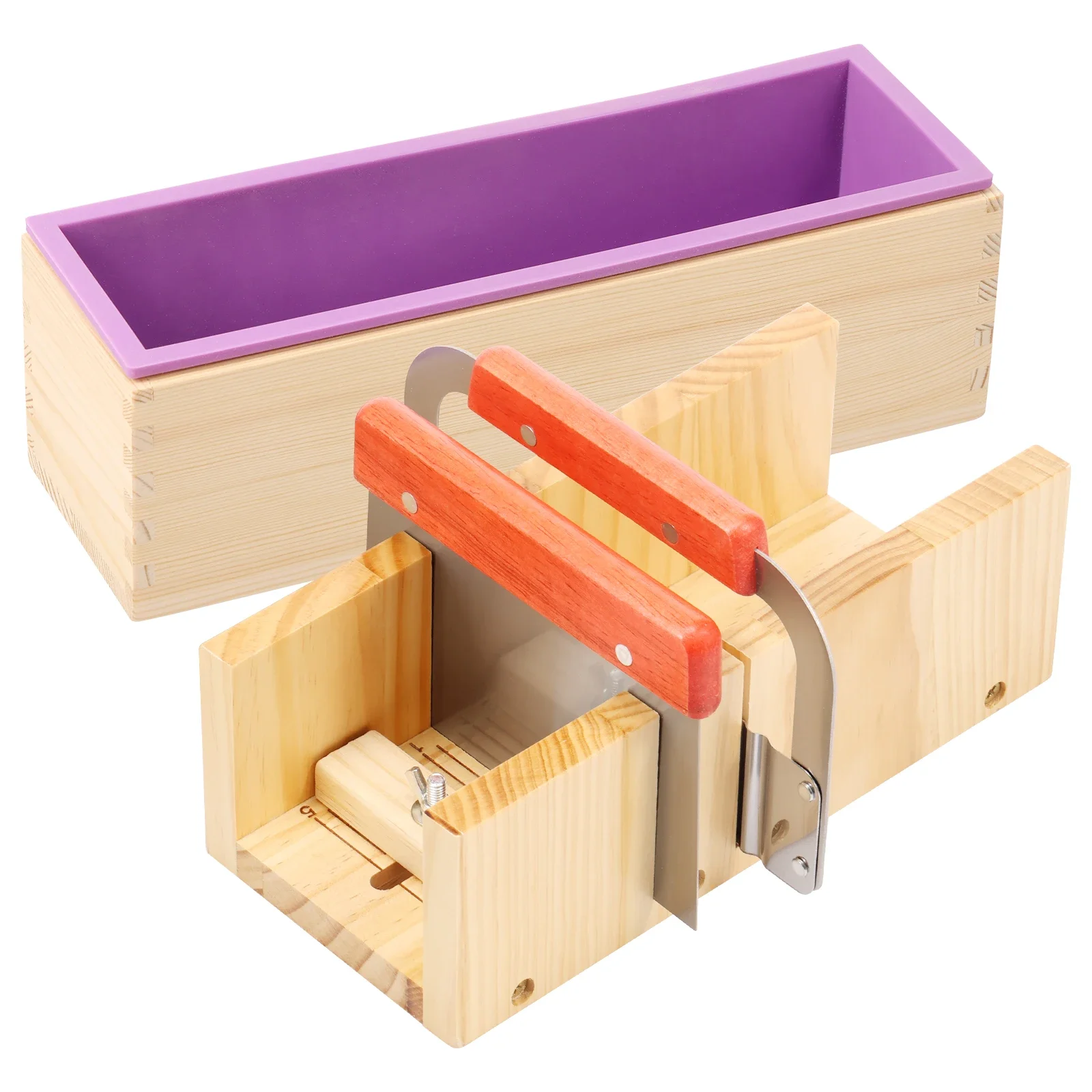 Soap Making Kit Soap Crafting Set with Wooden Mould Stainless Steel Wave and Straight Cutter Multipurpose for Bread Dessert