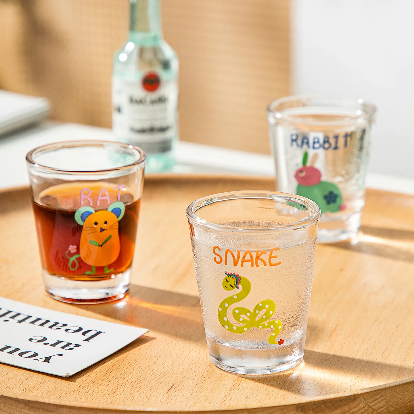 12Pcs Cups Set Gift Box Cartoon Burnt Wine Glass Household 50ml Small Wine Glass 12 Zodiac Wine One Cup Mini Sake Cup - Image 4