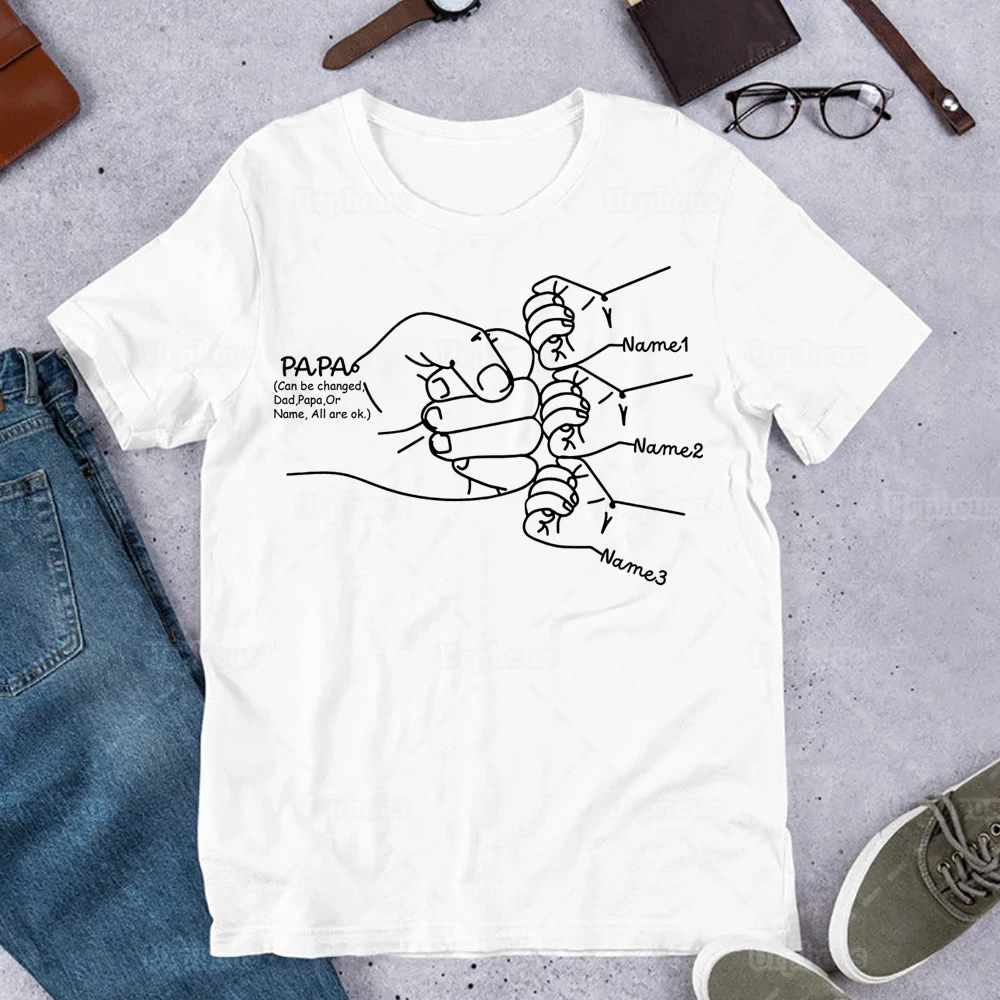 Hand Drawn Daddy Child Fist Bump Fathers Day Shirt Custom Dad Shirt Personalized Tshirt Grandpa Graphic Funny Cute T-Shirt - Image 5