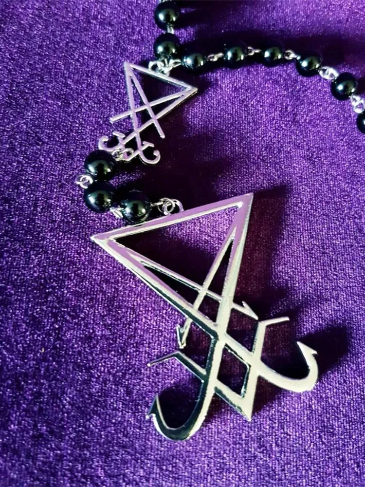 New Sigil Lucifer Rosary Luciferian Necklace occult goth gothic Necklaces left hand path rosary satanic - Image 4
