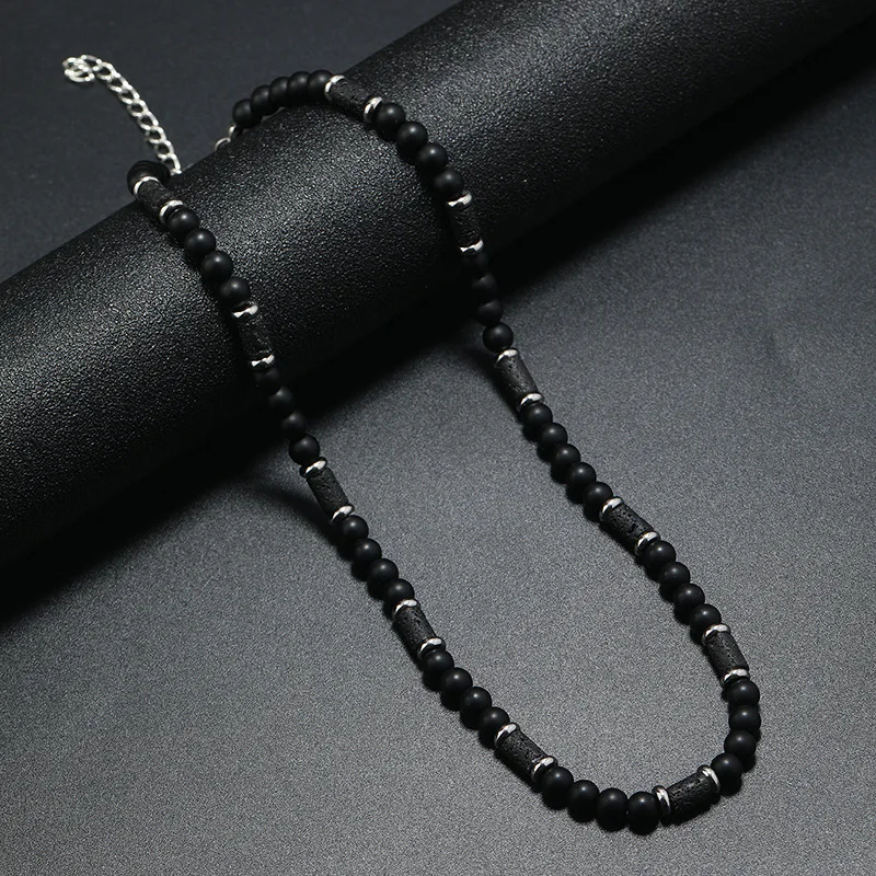 New Bohemian Men's Beaded Necklace Tiger Stone Natural Stone Fashion Trend Design Minimalist Necklace Commemorative Gift - Image 5