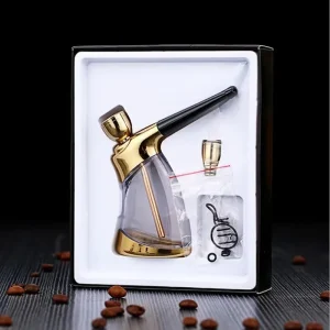 Gold Shisha Shaped Hookah Water Pipe Smoking Tool with Shisha Accessories One Hand Holding for Father Boyfriend or Friends