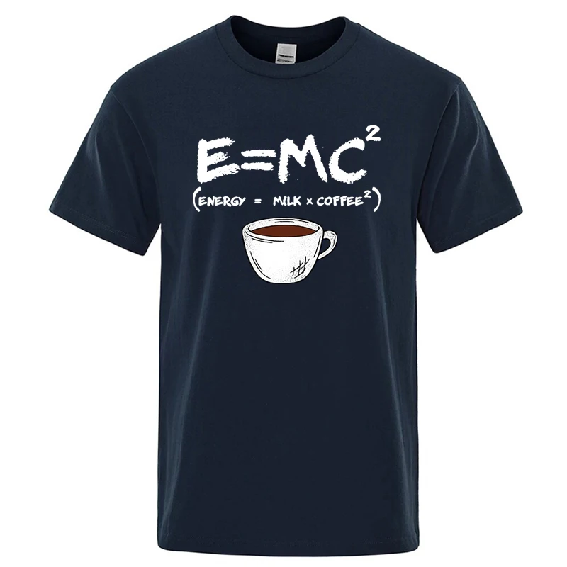 Summer Men T-shirt Cotton Blend Casual Funny Energy=Milk+Coffee Print Men Cool Loose O-neck Tops For Men Short Sleeve Male Tees - Image 3