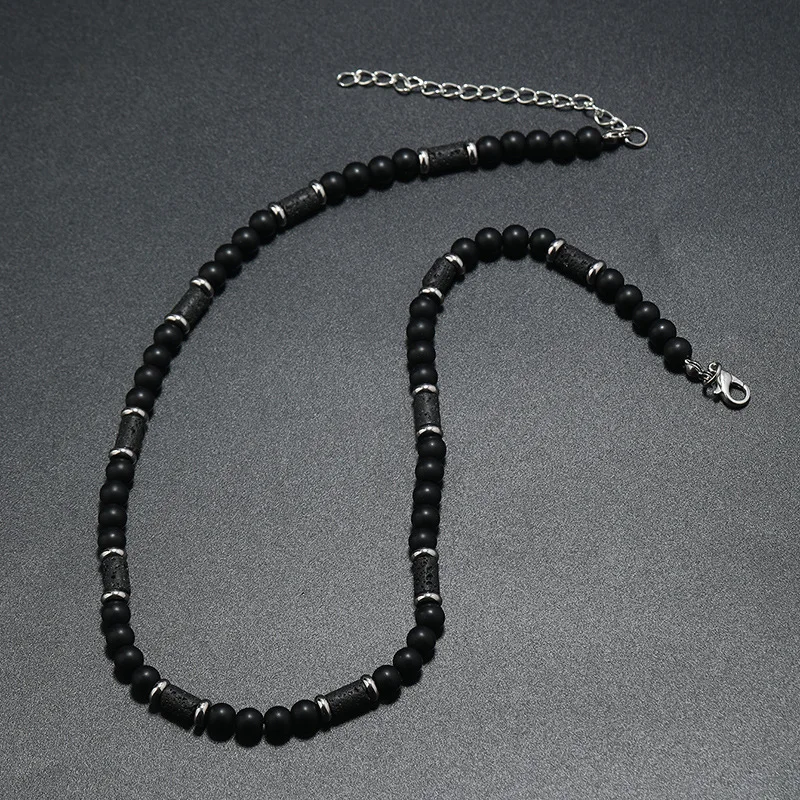 New Bohemian Men's Beaded Necklace Tiger Stone Natural Stone Fashion Trend Design Minimalist Necklace Commemorative Gift - Image 4