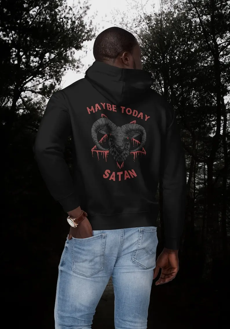 Gift For Gothic Hoodie Maybe Today Baphomet Occult A Gothic and Witchy Gift for Dark Style lovers Satanic Hoodie - Image 2