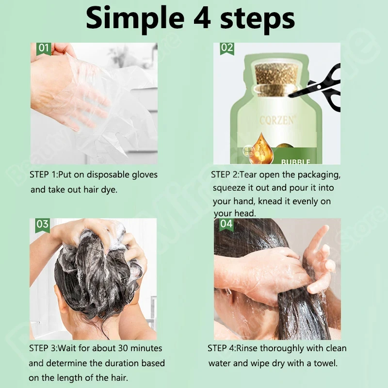 Pure Natural Herbal Hair Dye Shampoo Change Hair Color Cover Gray Hair White Hair Treatment Bubble Plant Hair Dye Hair Care - Image 5