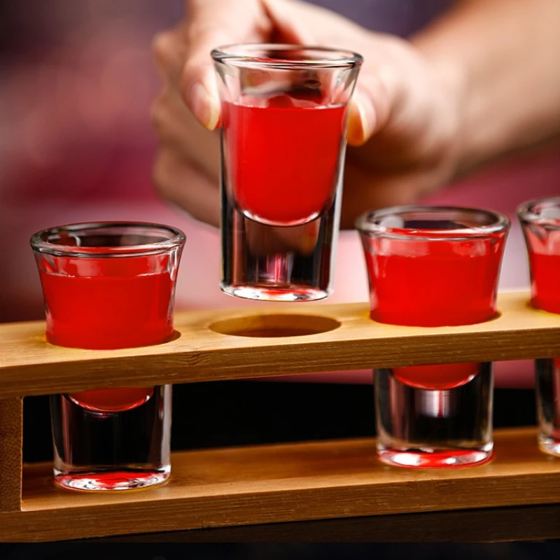 Shot Glasses 6pcs Shot Glass Set 1oz/30ml Shot Glass Holder Heavy Base for Whisky Tequila 6 Shot Glass Serving Tray (6pcs) - Image 2