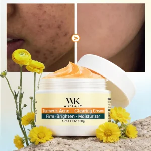 WK JALY Turmeric Acne Facial Cream, Reduce Breakouts, Brightening, Clean Skin, Moisturize, Smooth, With Natural Aloe Vera
